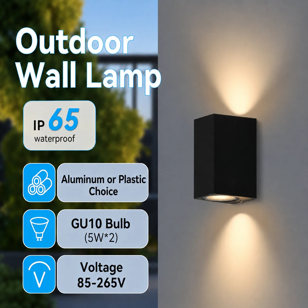 Belluno GU10 Up-and-Down Outdoor Wall Light for Patio – IP65