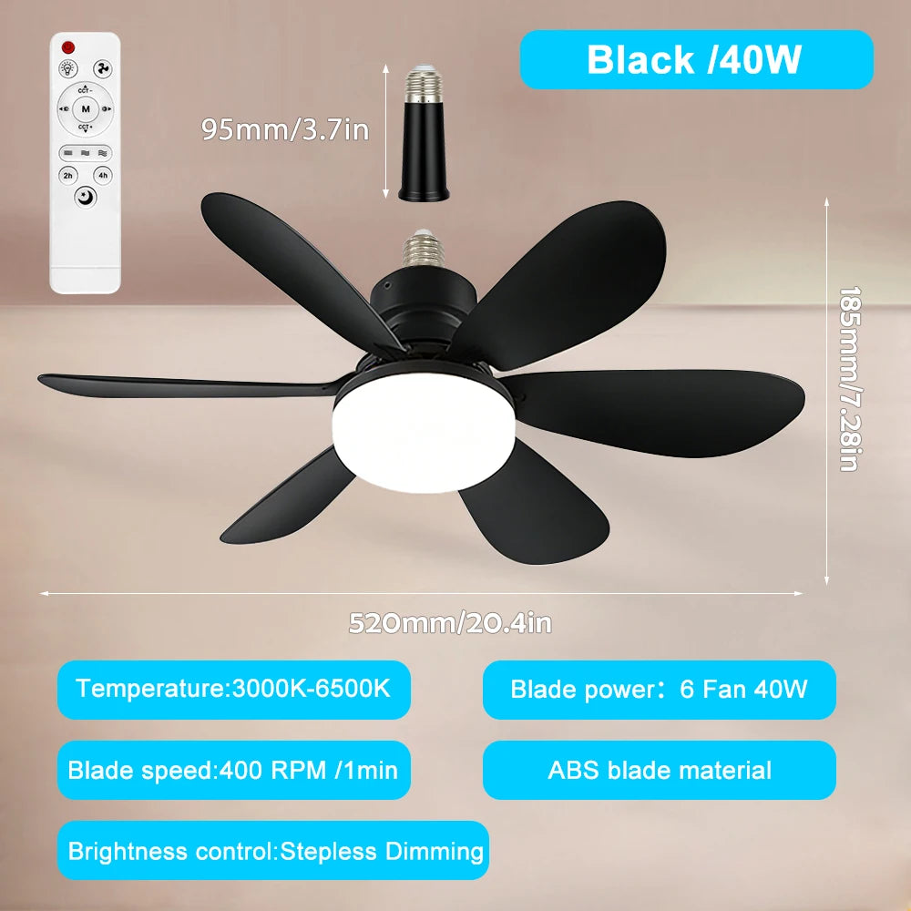 Doria 52cm E27 Ceiling Fan Light – 3-Color Remote