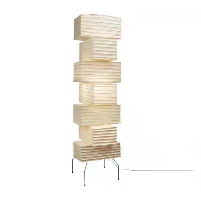 Rice Paper Floor Lamp – Wabi-Sabi Japanese for Living Room, Bedroom, Reading Corner | Mirelle Cascade by Evenlyr