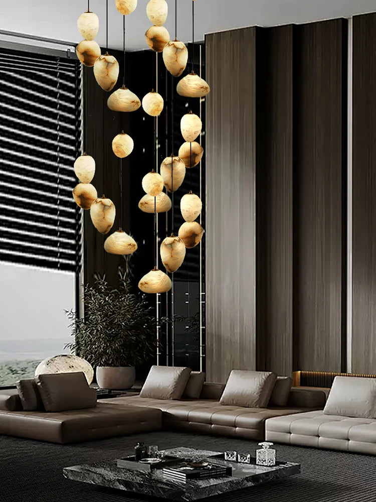 Quilla Halo Dimmable Alabaster Pendant Light – Modern Alabaster Dimmable Pendant Lights for Hallway