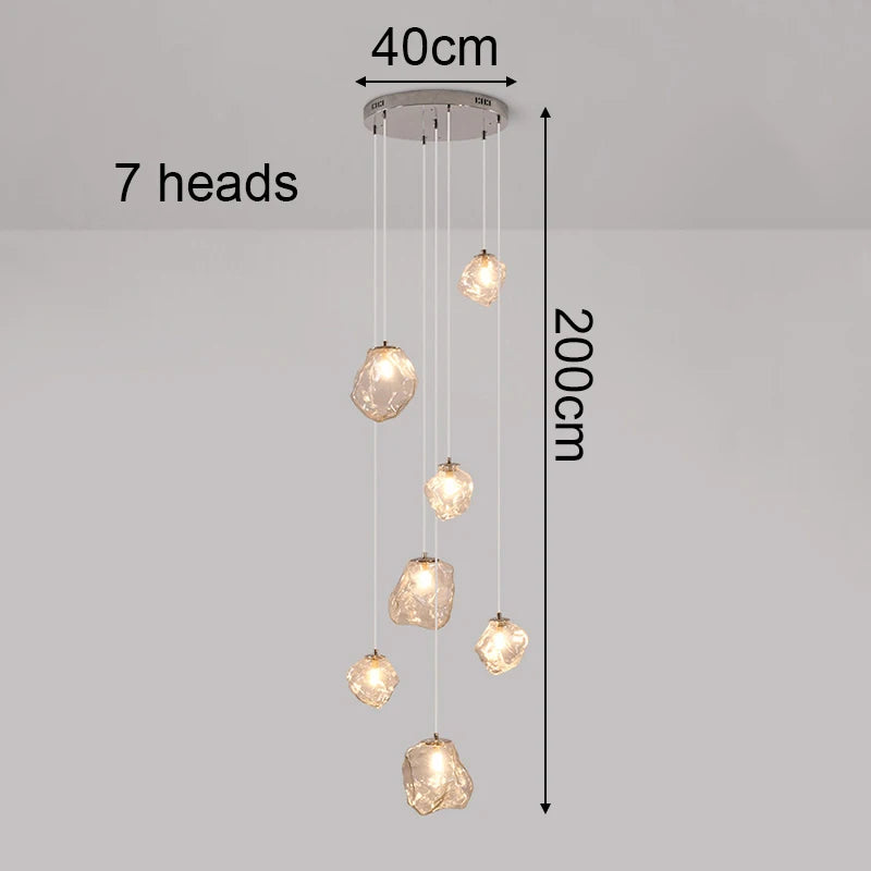 Designer Chandelier – Modern Minimalist Dimmable LED for Staircase, Foyer | Evanthe Veil by Evenlyr