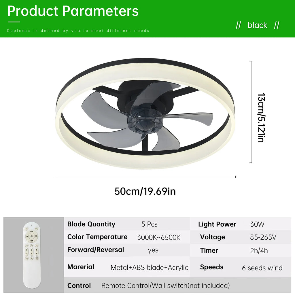 Helios 6-Speed Dimmable Ceiling Fan Light – Remote Control – detail view 8