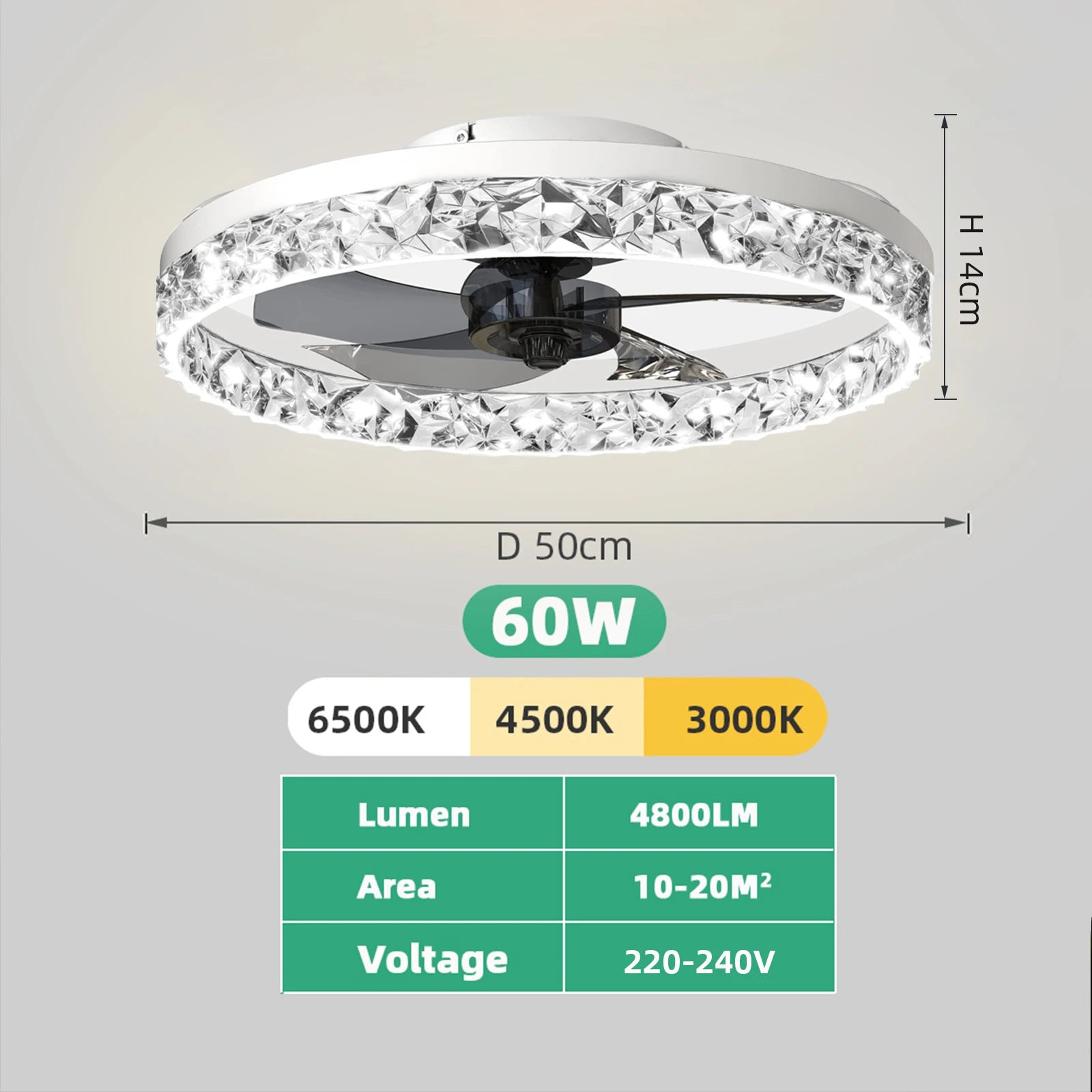 Belluno Low Profile Ceiling Fan with Light for Kitchen – App Control – detail view 6