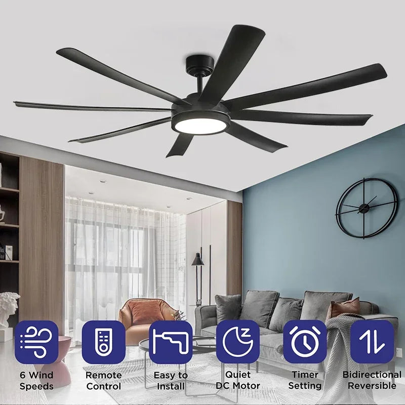 Liora 72-Inch Large-Diameter DC Ceiling Fan Light – Remote Control
