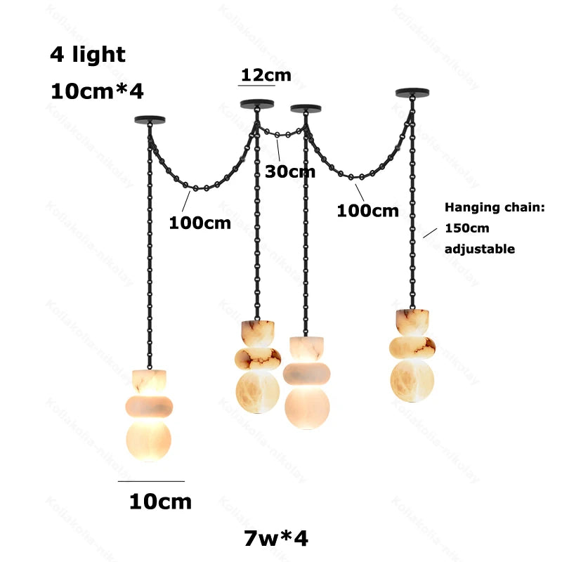 Alabaster & Marble Chandelier – Modern Dimmable LED for Living Room, Bedroom & Bedside | Maris Glow by Evenlyr