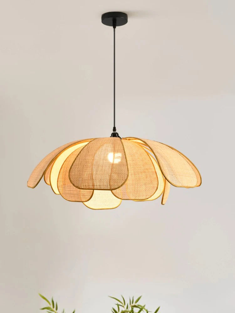 Rattan & Wood Chandelier – Wabi-Sabi Japanese for Dining Room, Bedroom, Living Room | Maris Orbit by Evenlyr