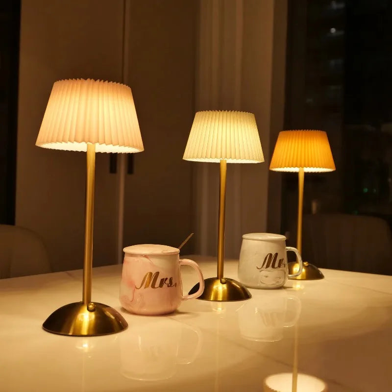 Fabric Table Lamp – Modern Minimalist Cordless Rechargeable for Restaurant Table, Desk & Office, Bedside | Mirelle Column by Evenlyr