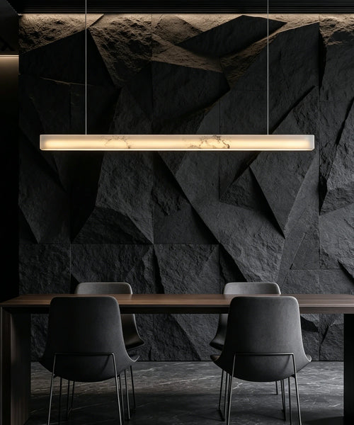 Aurelia Spiral Natural Marble Chandelier – Dimmable styled in a living room interior