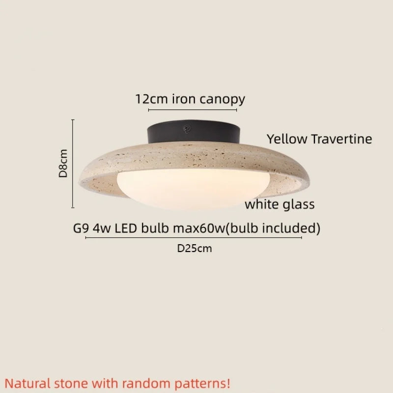 Ruelle Veil Globe Travertine Ceiling Light – product view 12