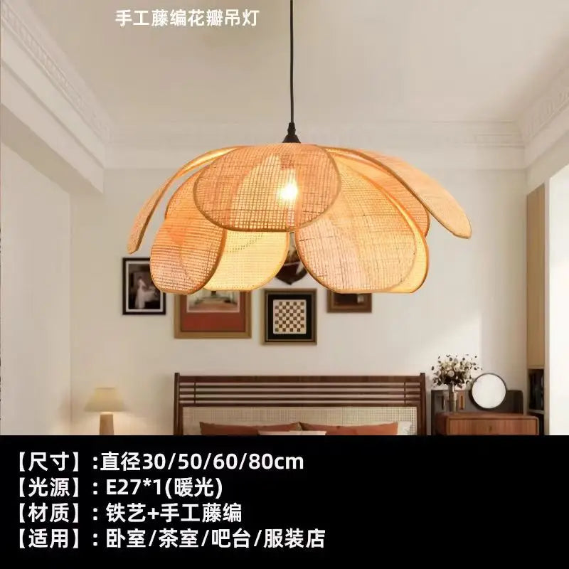 Wabi-Sabi Rattan Chandelier For Bedroom – detail view 7