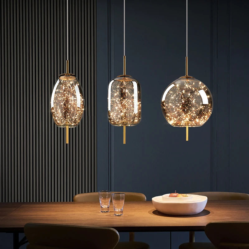 Arco Form Glass Chandelier – Nordic styled in a bedroom interior
