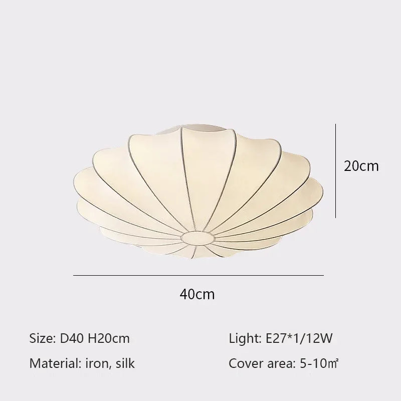 Fabric Flush Mount Ceiling Light – Wabi-Sabi Nordic for Bedroom & Bedside, Living Room | Elowen Frame by Evenlyr