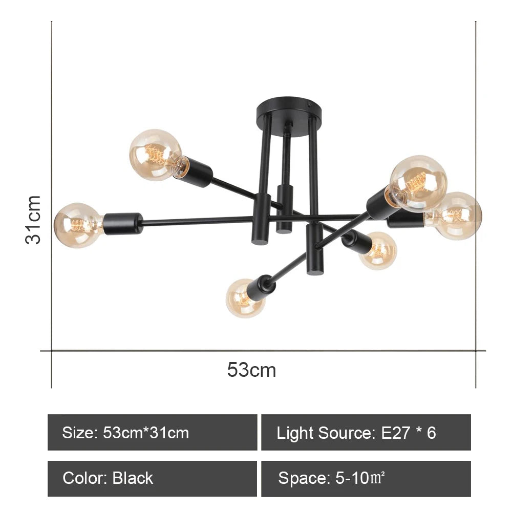 Quintara Flush Mount Modern Chandelier for Dining Room – Vintage