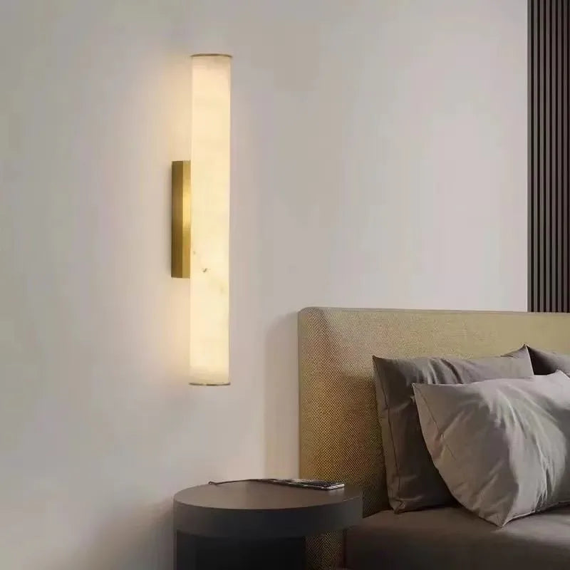 Marble & Copper Wall Sconce – Modern Minimalist Dimmable LED for Bedroom, Hallway, Bathroom | Elaris Line by Evenlyr