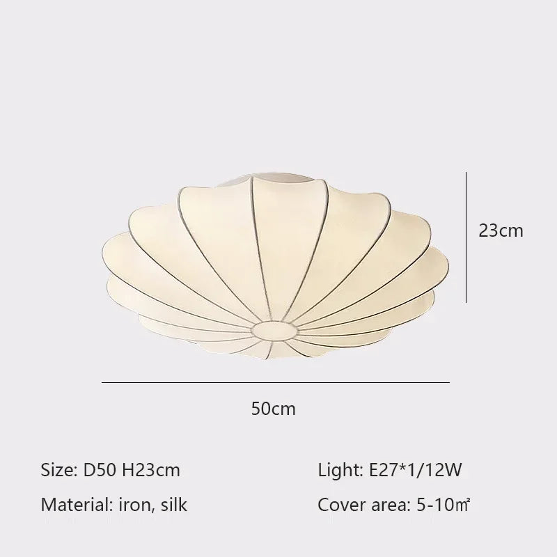 Fabric Flush Mount Ceiling Light – Wabi-Sabi Nordic for Bedroom & Bedside, Living Room | Elowen Frame by Evenlyr