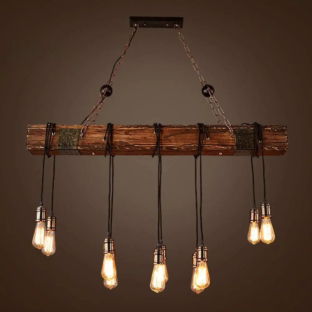 Helios 10-Light Wood Chandelier for Hallway – Adjustable