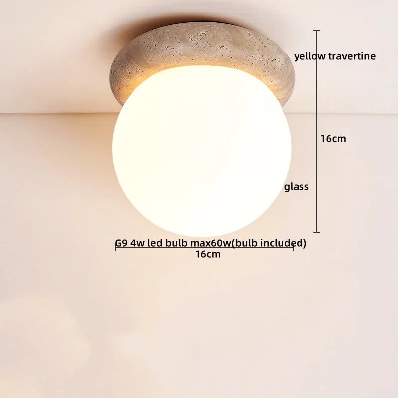 Ruelle Veil Globe Travertine Ceiling Light – product view 14
