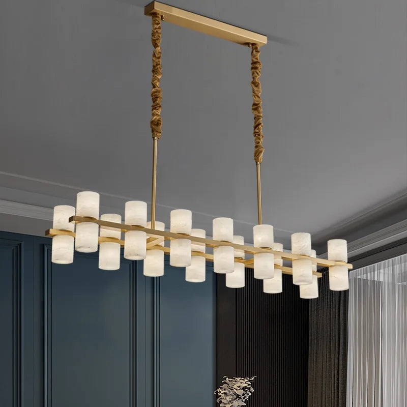 Alabaster & Marble Chandelier – Art Deco for Dining Room, Living Room, Foyer | Halcyon Crest by Evenlyr