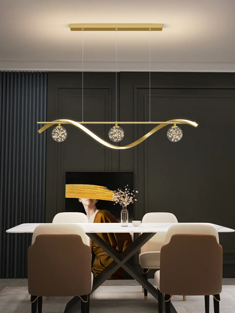 Glass Chandelier – Minimalist Modern Dimmable LED for Dining Room & Kitchen | Seren Dome by Evenlyr