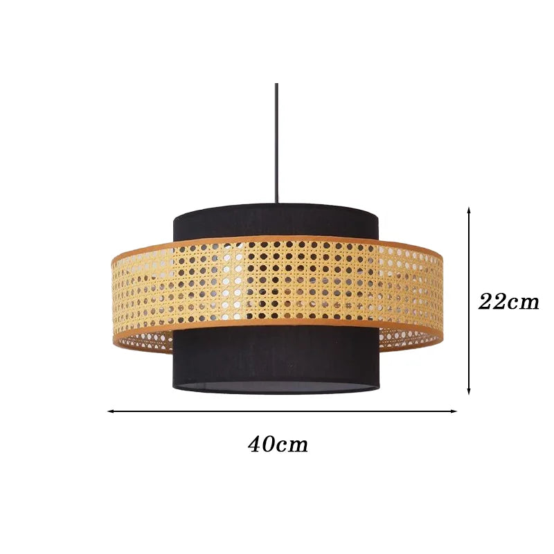 Rattan & Fabric Chandelier – Vintage Modern for Dining Room, Living Room, Kitchen Island | Coralie Dome by Evenlyr