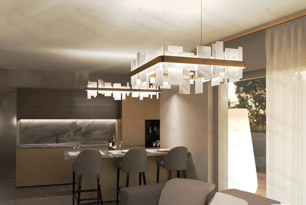 Orlena Dimmable Alabaster Linear Chandelier – detail view 4