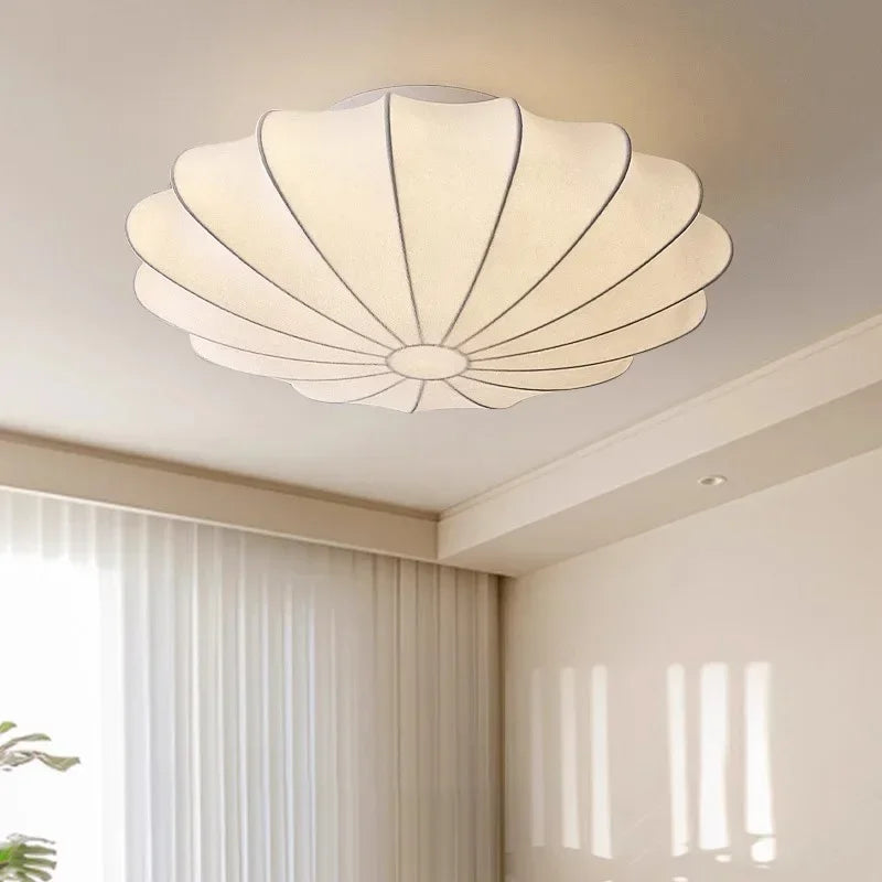 Fabric Flush Mount Ceiling Light – Wabi-Sabi Nordic for Bedroom & Bedside, Living Room | Elowen Frame by Evenlyr