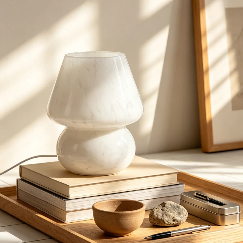 Murano-Style Glass Table Lamp – Modern Minimalist Dimmable LED for Bedside, Desk & Office, Living Room | Bellara Petal by Evenlyr