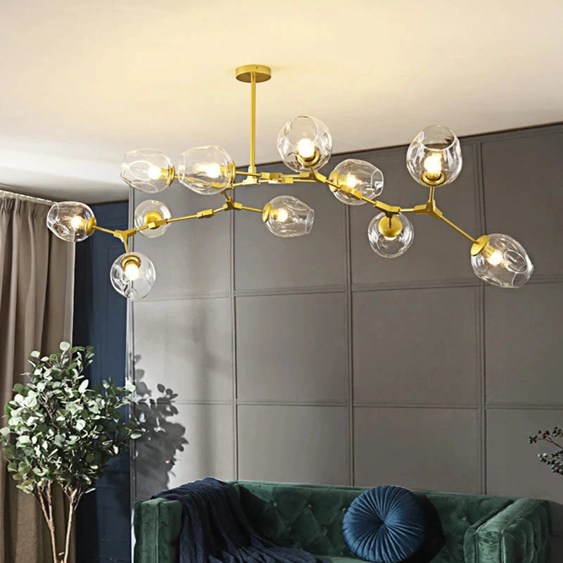 Glass Chandelier – Nordic Modern LED for Dining Room & Kitchen | Seren Veil by Evenlyr