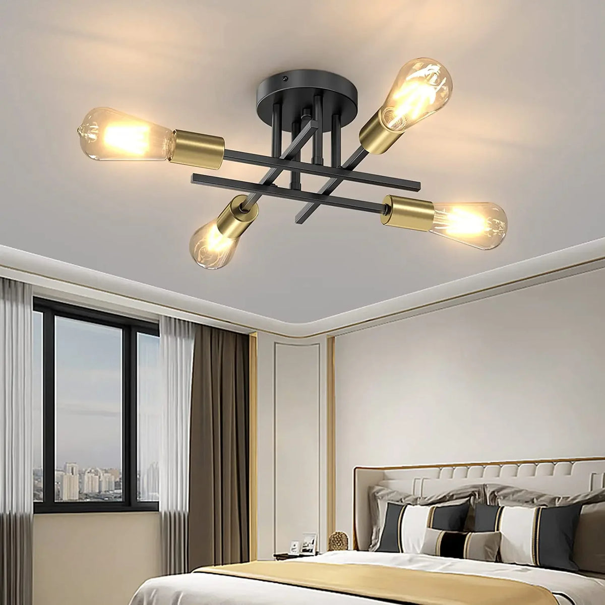 Siena Mid-Century Flush Mount Ceiling Light for Bedroom – Vintage