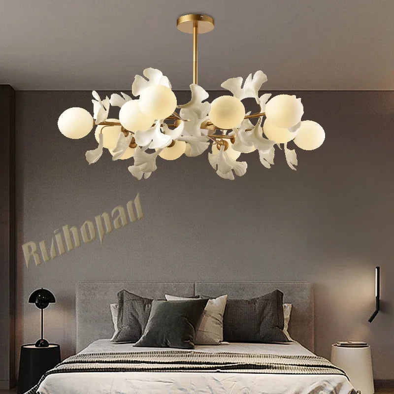 Firenze Ginkgo Leaf Branch Chandelier for Bedroom – detail view 4