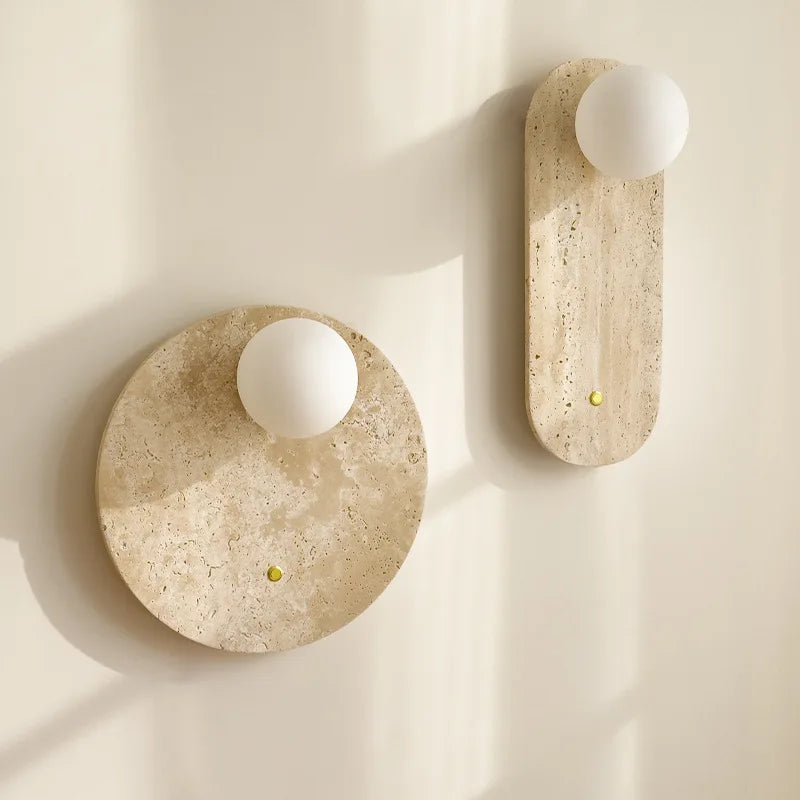 Ivara Veil Globe Travertine Wall Sconce – product view 2