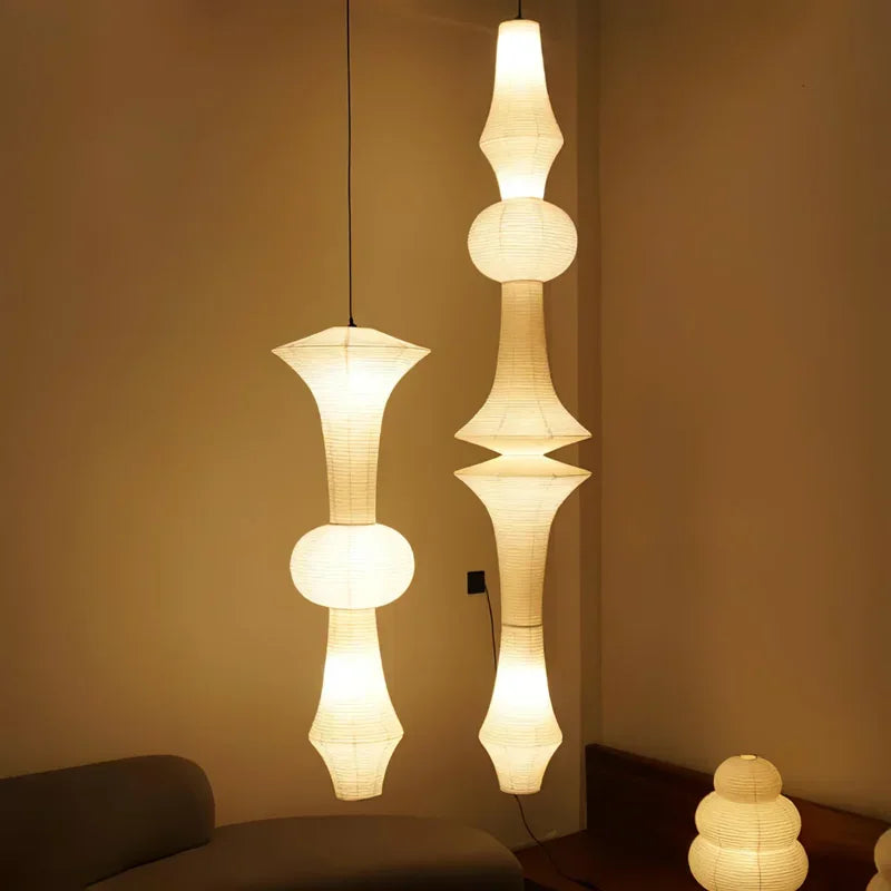 Rice Paper Pendant Light – Wabi-Sabi Japanese for Dining Room, Kitchen Island, Restaurant | Ophelia Cascade by Evenlyr