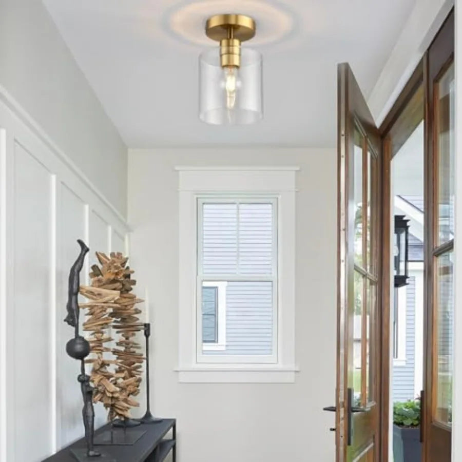 Brass Flush Mount Ceiling Light – Modern for Hallway & Entryway | Noemi Contour by Evenlyr
