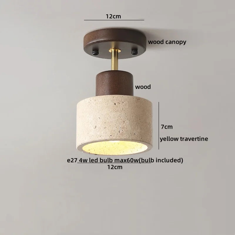 Ruelle Veil Globe Travertine Ceiling Light