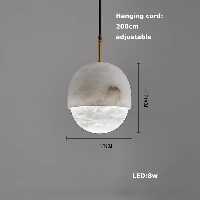 Delia Veil Sculptural Marble Pendant Light