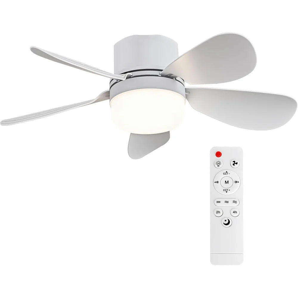 Neroli Compact E27 Ceiling Fan Light with Remote – 3-Color