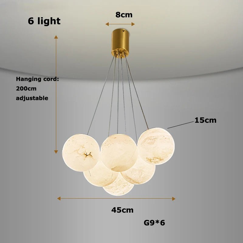 Alabaster & Marble Chandelier – Art Deco Dimmable LED for Living Room, Dining Room, Foyer | Bellara Line by Evenlyr