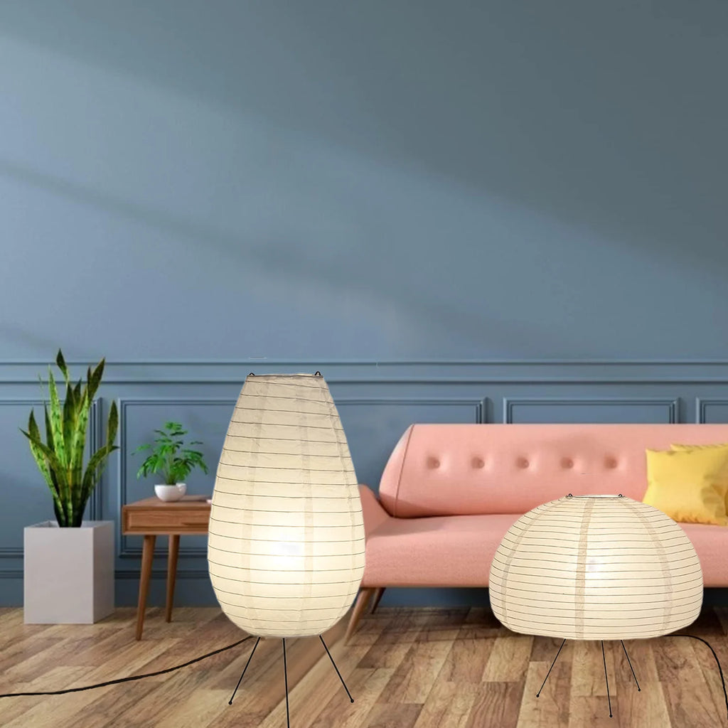 Rice Paper Floor Lamp – Wabi-Sabi Japanese Dimmable LED for Living Room, Bedroom, Reading Corner | Coralie Orbit by Evenlyr