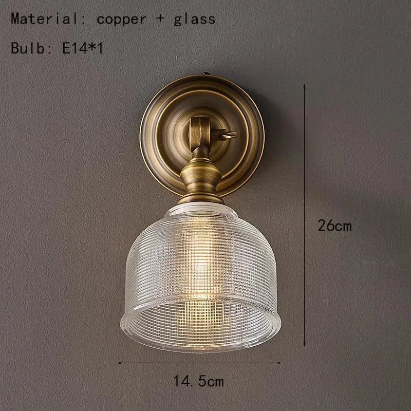 Vintage Gold Copper & Clear Glass Wall Sconce – E14