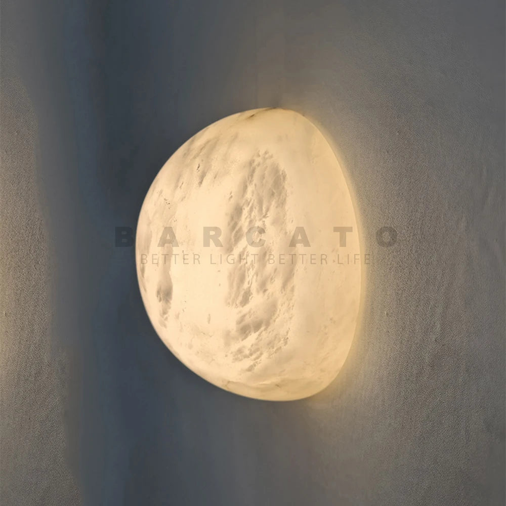 Palermo Round Alabaster Wall Sconce for Living Room – Nordic – product view