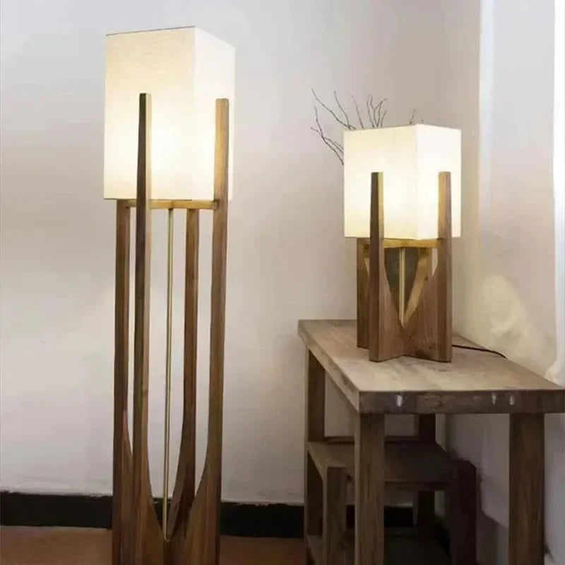 Arden Arc Bamboo and Wood Floor Lamp – Nordic styled in a living room interior