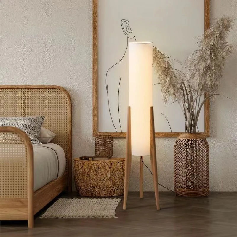 Solis Facet Bamboo and Wood Floor Lamp