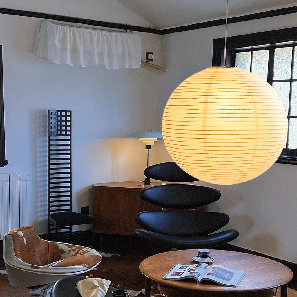 Wabi-Sabi Japanese Pendant Light – Rice Paper & Resin for Dining Room, Trade Projects | Amaris Petal by Evenlyr