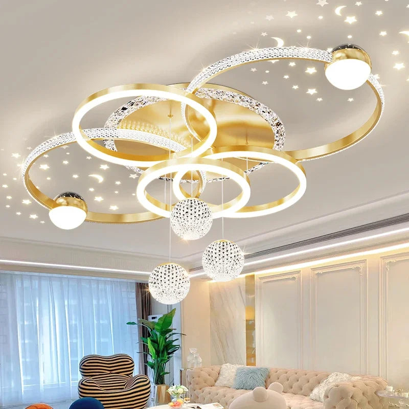 Modern Minimalist Chandelier – Acrylic Dimmable LED for Foyer, Hotel Lobby | Kaelis Veil by Evenlyr