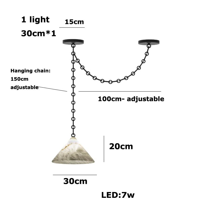 Alabaster & Marble Chandelier – Modern for Hallway & Entryway, Living Room, Dining Room & Kitchen | Lunara Orbit by Evenlyr