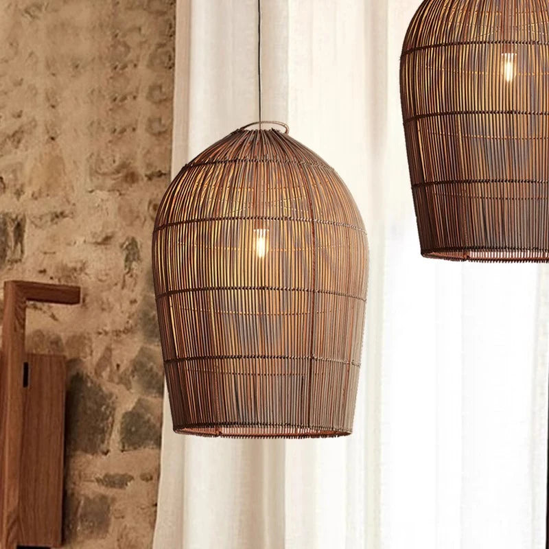 Rattan Chandelier – Wabi-Sabi Japanese for Dining Room, Living Room, Foyer | Halcyon Beam by Evenlyr