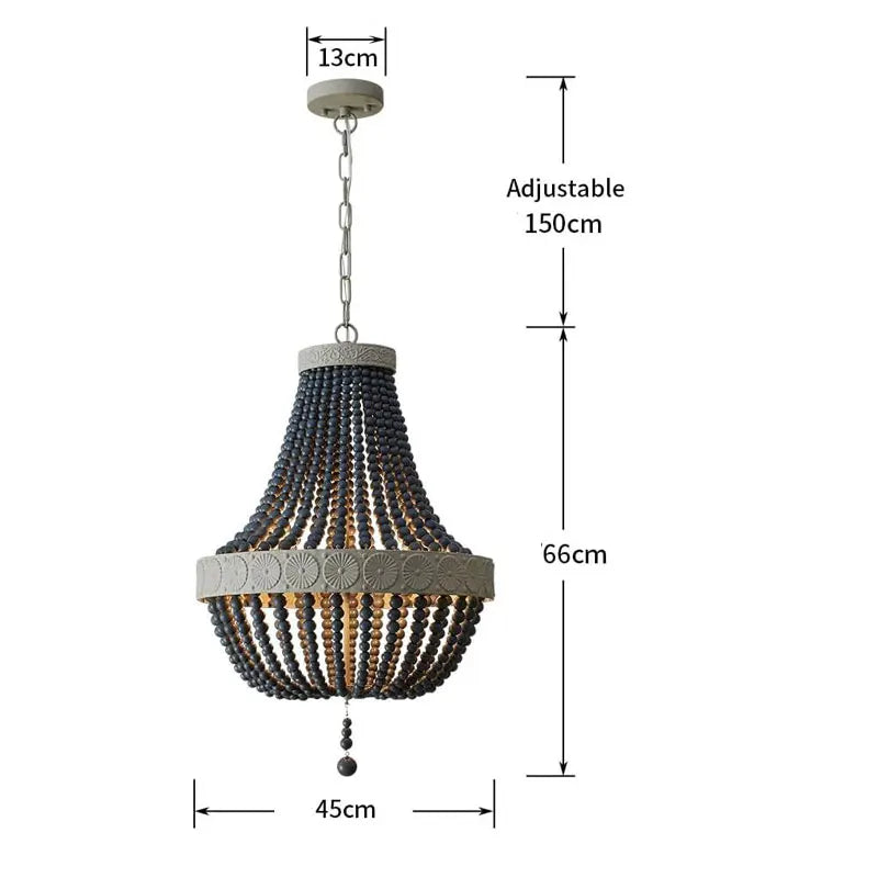 Merano Wooden Bead Chandelier for Dining Room – French Country