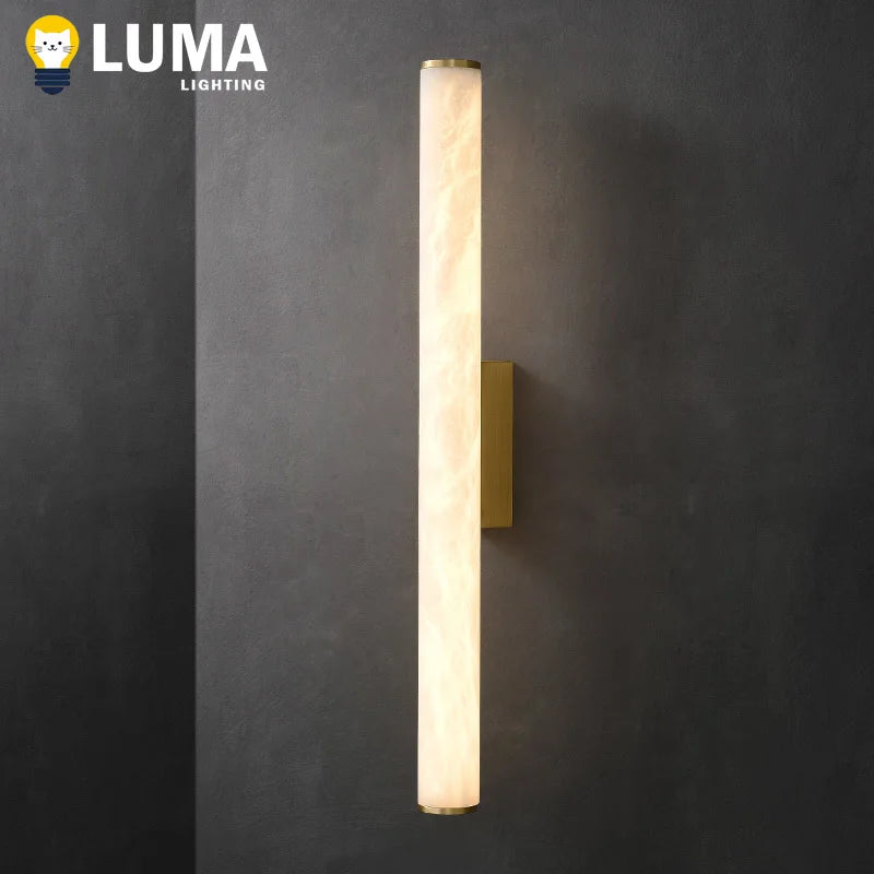 Solis Facet Alabaster Wall Sconce – Minimalist – product detail 3