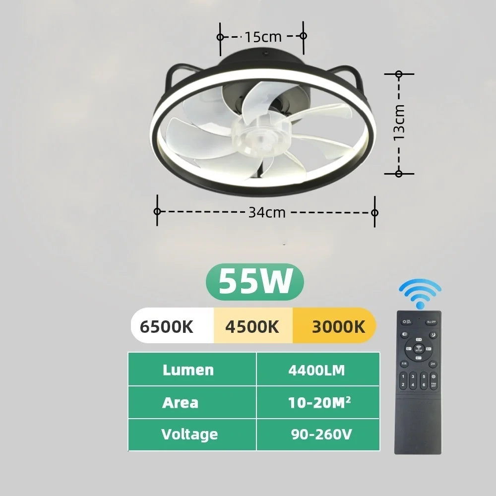 Ilaria 6-Speed Timer Ceiling Fan Light for Attic – DC Motor Remote