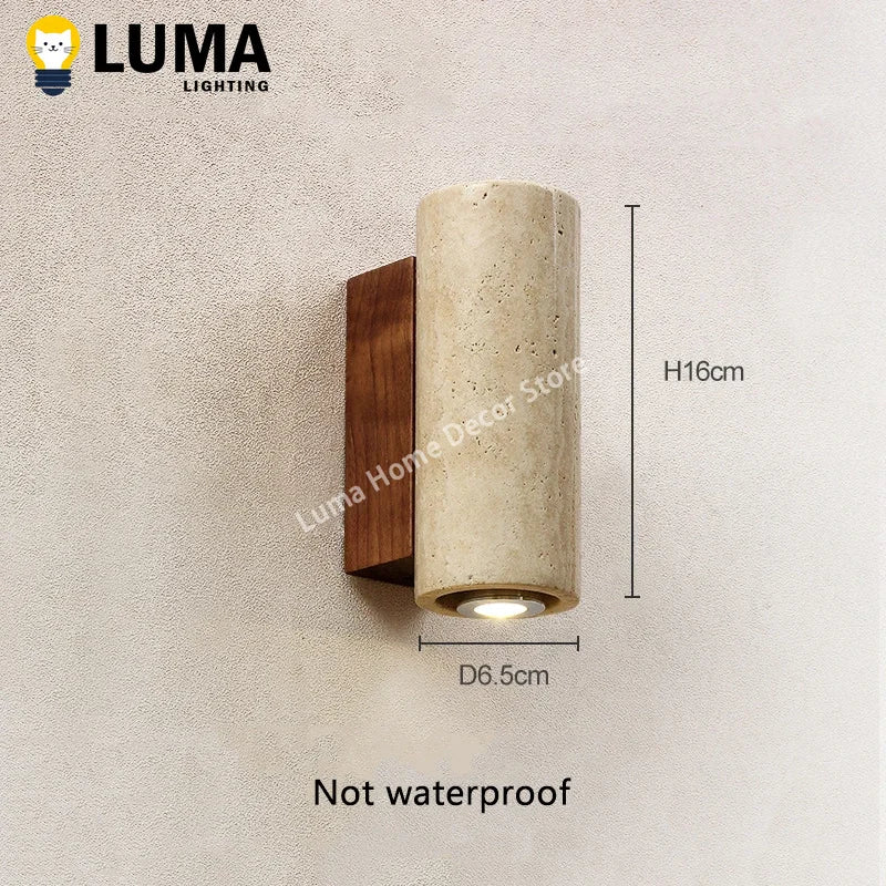 Caspian Travertine Stone Outdoor Wall Sconce for Exterior Corridor